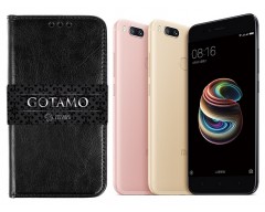 Gotamo D-gravity natūralios odos dėklas Xiaomi Mi A1, Xiaomi Mi 5X mobiliesiems telefonams juodos spalvos