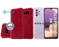 Nillkin Qin odinis dėklas Samsung Galaxy A32 5G telefonui raudonos spalvos