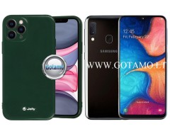 Pearl Jelly dėklas nugarėlė Samsung Galaxy A20e telefonui tamsiai žalios spalvos
