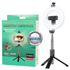 Asmenukių selfie lazdos trikojai - Trikojis stovas asmenukių (selfie) lazda su apšvietimu Ring Light