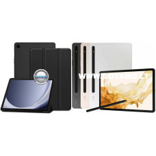 3Fold dėklas Samsung Galaxy Tab S7 Plus, S7 FE, S8 Plus planšetėms juodos spalvos