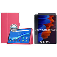 Samsung Galaxy Tab S7 Plus, S7 FE, Tab S8 Plus dėklai ir apsauginiai stiklai - DENVER dėklas Samsung Galaxy Tab S7 Plus, Tab S7 FE, Tab S8 Plus planšetėms tamsiai rožinės spalvos