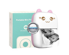 Žaismingas nešiojamas termo spausdintuvas FunCat (Bluetooth) rožinės spalvos