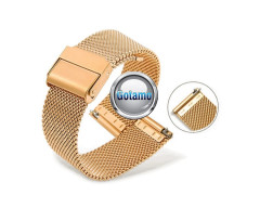 Apyrankė dirželis 18mm plieninis išmaniajam laikrodžiui ar išmaniajai apyrankei aukso spalvos Apyrankė dirželis 18mm plieninis išmaniajam laikrodžiui ar išmaniajai apyrankei aukso spalvos
