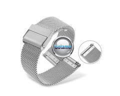 Apyrankė dirželis 18mm plieninis išmaniajam laikrodžiui ar išmaniajai apyrankei sidabro spalvos Apyrankė dirželis 18mm plieninis išmaniajam laikrodžiui ar išmaniajai apyrankei sidabro spalvos