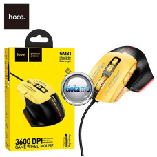 Pelė žaidimams 3600DPI Hoco geltonai juodos spalvos Pelė žaidimams 3600DPI Hoco geltonai juodos spalvos