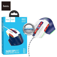 Pelė žaidimams 3600DPI Hoco mėlynai baltos spalvos Pelė žaidimams 3600DPI Hoco mėlynai baltos spalvos