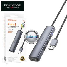 USB šakotuvai (USB HUB) - USB šakotuvas USB 2.0 4 lizdai Borofone 140cm (USB HUB)