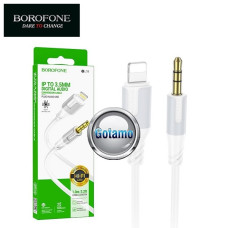 Apple Lightning laidai ir jungtys - Apple Lightning į AUX 3.5mm laidas 1 metras Borofone baltos spalvos