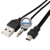 Mini USB laidai ir jungtys - Mini USB į AUX 3.5mm jungtis laidas su atšaka maitinimui USB 2.0