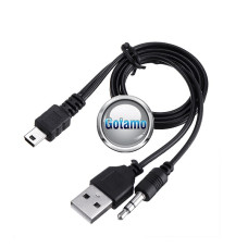 Mini USB laidai ir jungtys - Mini USB į AUX 3.5mm jungtis laidas su atšaka maitinimui USB 2.0