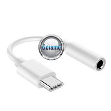 Type-C laidai ir jungtys - Type-C į AUX 3.5mm lizdą jungtis laidas baltos spalvos