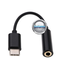 Type-C laidai ir jungtys - Type-C į AUX 3.5mm lizdą jungtis laidas juodos spalvos