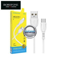 Type-C laidas 1 metras Borofone baltos spalvos