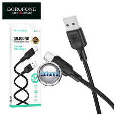 Type-C laidas 2 metrai 3A Borofone Silicone juodos spalvos