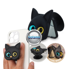 Laikikliai ir stovai telefonams - Pop Socket Kitty Black klijuojamas laikiklis telefonui