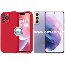 B-Soft Plus dėklas nugarėlė Samsung Galaxy S21 telefonui raudonos spalvos