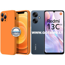 B-Soft Plus dėklas nugarėlė Xiaomi Redmi 13C 5G telefonui oranžinės spalvos