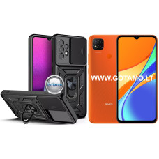 Xiaomi Redmi 9C, Xiaomi Redmi 10A dėklai ir apsauginiai stiklai - B-Ultra dėklas nugarėlė šarvai Xiaomi Redmi 9C, Xiaomi Redmi 10A telefonams juodos spalvos