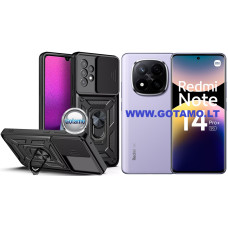 B-Ultra dėklas nugarėlė šarvai Xiaomi Redmi Note 14 Pro Plus 5G telefonui juodos spalvos