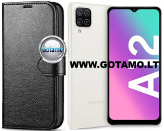 Diary Mate dėklas Samsung Galaxy A12, Samsung Galaxy M12 telefonams juodos spalvos