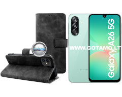 Diary-S veliūrinis dėklas Samsung Galaxy A26 telefonui juodos spalvos