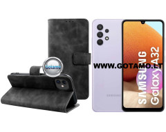 Diary-S veliūrinis dėklas Samsung Galaxy A32 telefonui juodos spalvos