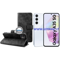 Diary-S veliūrinis dėklas Samsung Galaxy A35 telefonui juodos spalvos