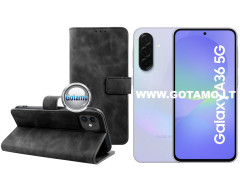 Diary-S veliūrinis dėklas Samsung Galaxy A36 telefonui juodos spalvos