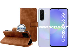 Diary-S veliūrinis dėklas Samsung Galaxy A36 telefonui rudos spalvos