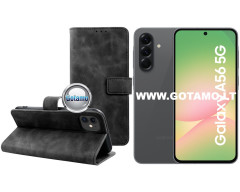 Diary-S veliūrinis dėklas Samsung Galaxy A56 telefonui juodos spalvos