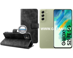 Diary-S veliūrinis dėklas Samsung Galaxy S21 FE 5G telefonui juodos spalvos