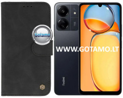 Diary-Wonder dėklas Xiaomi Redmi 13C, Xiaomi Redmi 13C 5G, Xiaomi Poco C65 telefonams juodos spalvos