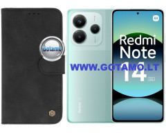 Diary-Wonder dėklas Xiaomi Redmi Note 14 5G telefonui juodos spalvos