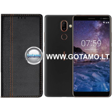 Nokia 7 Plus dėklai ir apsauginiai stiklai - Domino magnetinis dėklas Nokia 7 Plus telefonui juodos spalvos