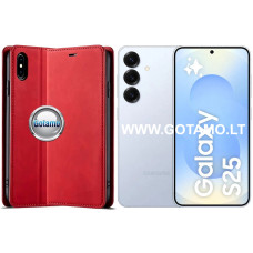Galant magnetinis dėklas Samsung Galaxy S25 telefonui raudonos spalvos