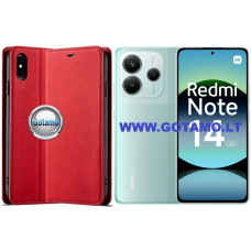Xiaomi Redmi Note 14 5G dėklai ir apsauginiai stiklai - Galant magnetinis dėklas Xiaomi Redmi Note 14 5G telefonui raudonos spalvos