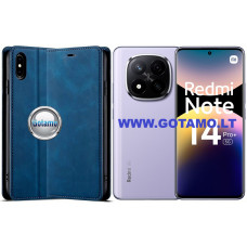 Xiaomi Redmi Note 14 Pro Plus 5G dėklai ir apsauginiai stiklai - Galant magnetinis dėklas Xiaomi Redmi Note 14 Pro Plus 5G telefonui mėlynos spalvos