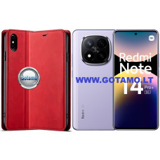 Xiaomi Redmi Note 14 Pro Plus 5G dėklai ir apsauginiai stiklai - Galant magnetinis dėklas Xiaomi Redmi Note 14 Pro Plus 5G telefonui raudonos spalvos