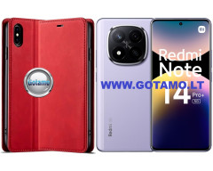 Galant magnetinis dėklas Xiaomi Redmi Note 14 Pro Plus 5G telefonui raudonos spalvos
