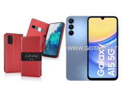 Gotamo Vintage natūralios odos dėklas Samsung Galaxy A15, Samsung Galaxy A15 5G telefonams bordo spalvos