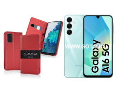 Gotamo Vintage natūralios odos dėklas Samsung Galaxy A16, Samsung Galaxy A16 5G telefonams bordo spalvos
