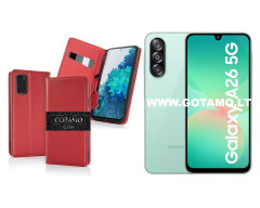 Gotamo Vintage natūralios odos dėklas Samsung Galaxy A26 telefonui bordo spalvos