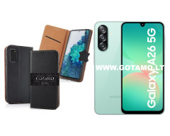 Gotamo Vintage natūralios odos dėklas Samsung Galaxy A26 telefonui juodos spalvos