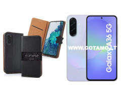 Gotamo Vintage natūralios odos dėklas Samsung Galaxy A36 telefonui juodos spalvos