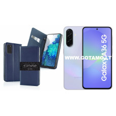 Gotamo Vintage natūralios odos dėklas Samsung Galaxy A36 telefonui mėlynos spalvos