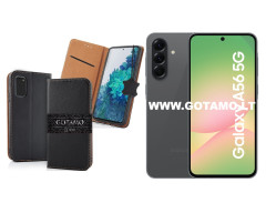 Gotamo Vintage natūralios odos dėklas Samsung Galaxy A56 telefonui juodos spalvos