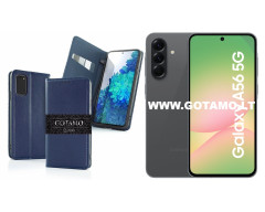 Gotamo Vintage natūralios odos dėklas Samsung Galaxy A56 telefonui mėlynos spalvos