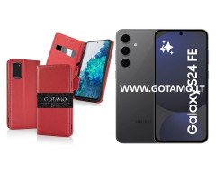 Gotamo Vintage natūralios odos dėklas Samsung Galaxy S24 FE telefonui bordo spalvos