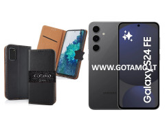 Gotamo Vintage natūralios odos dėklas Samsung Galaxy S24 FE telefonui juodos spalvos